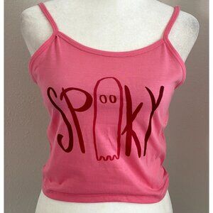 Spooky Ghost Pink Crop Top Sublimated Ink FITS SMALL Y2K Halloween RARE Design